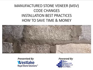 Manufactured Stone Veneer Code Changes